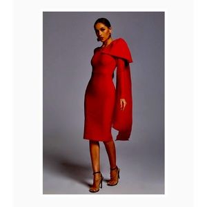 Abbey Red One Shoulder Bandage Dress - size Small.
